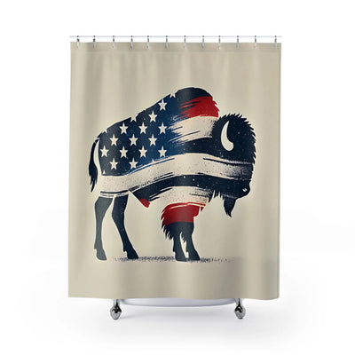 Patriotic Flag Buffalo Shower Curtain