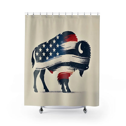Patriotic Flag Buffalo Shower Curtain