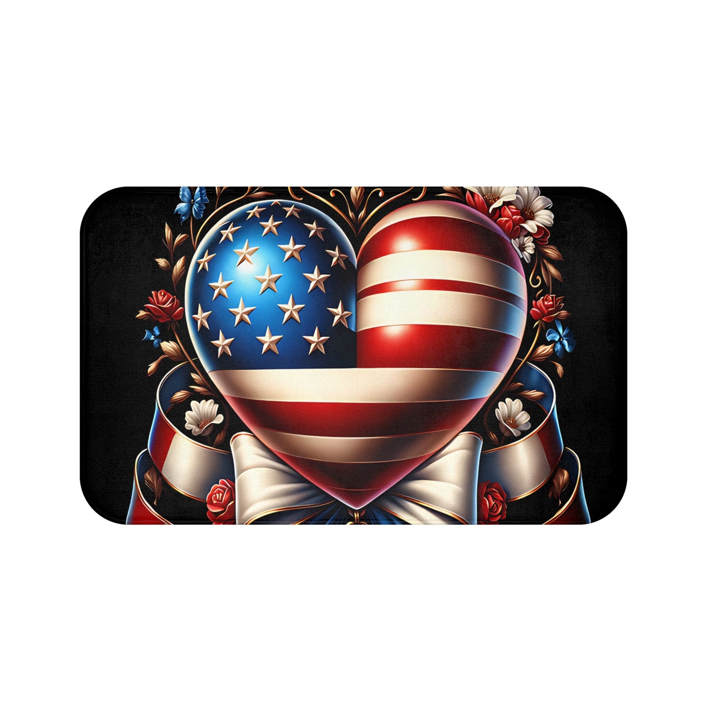 Patriotic Heart Bath Mat