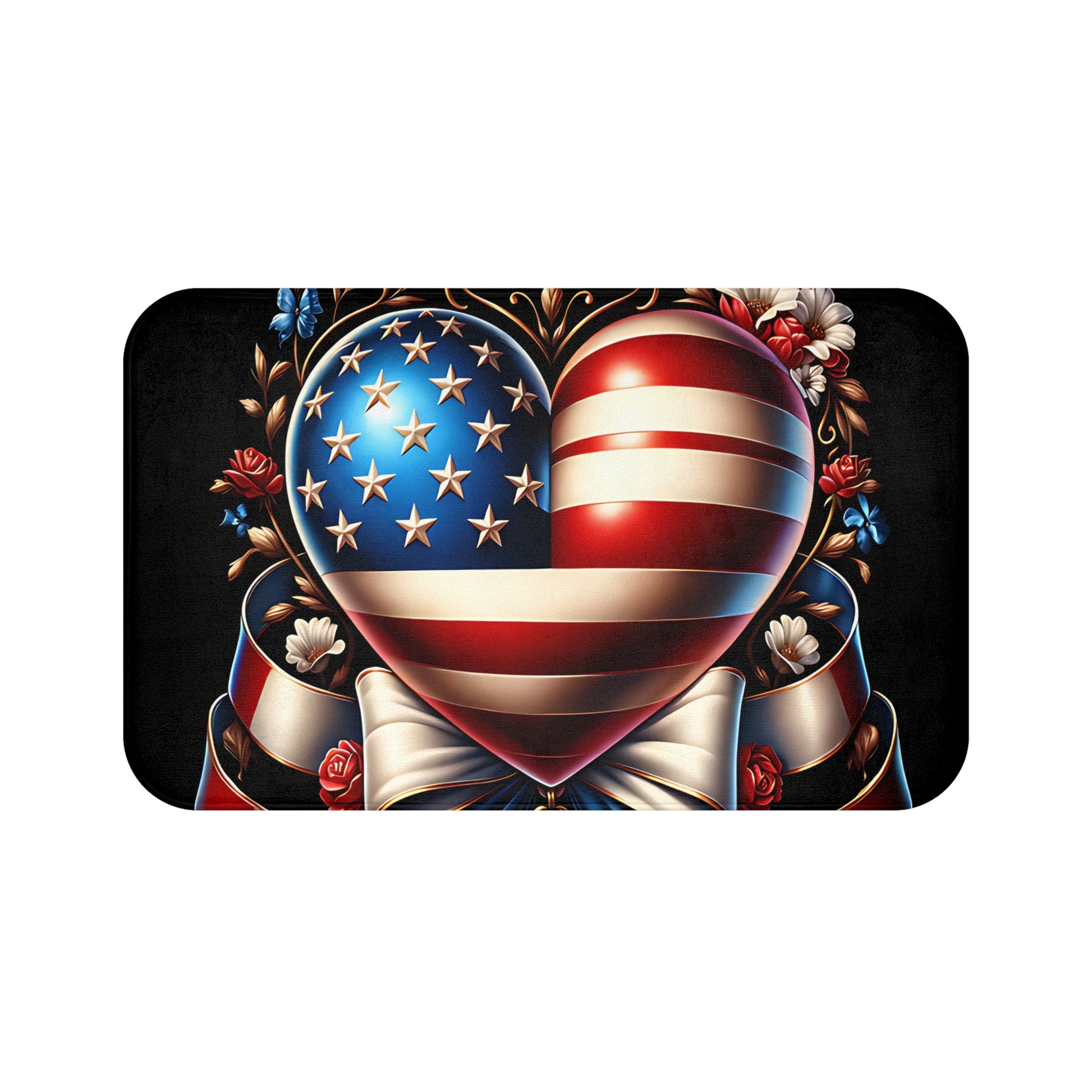 Patriotic Heart Bath Mat