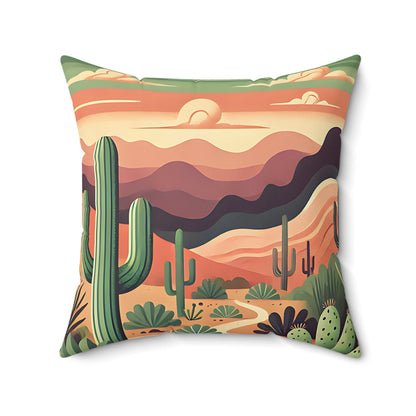 Desert Sunset Cactus Pillow