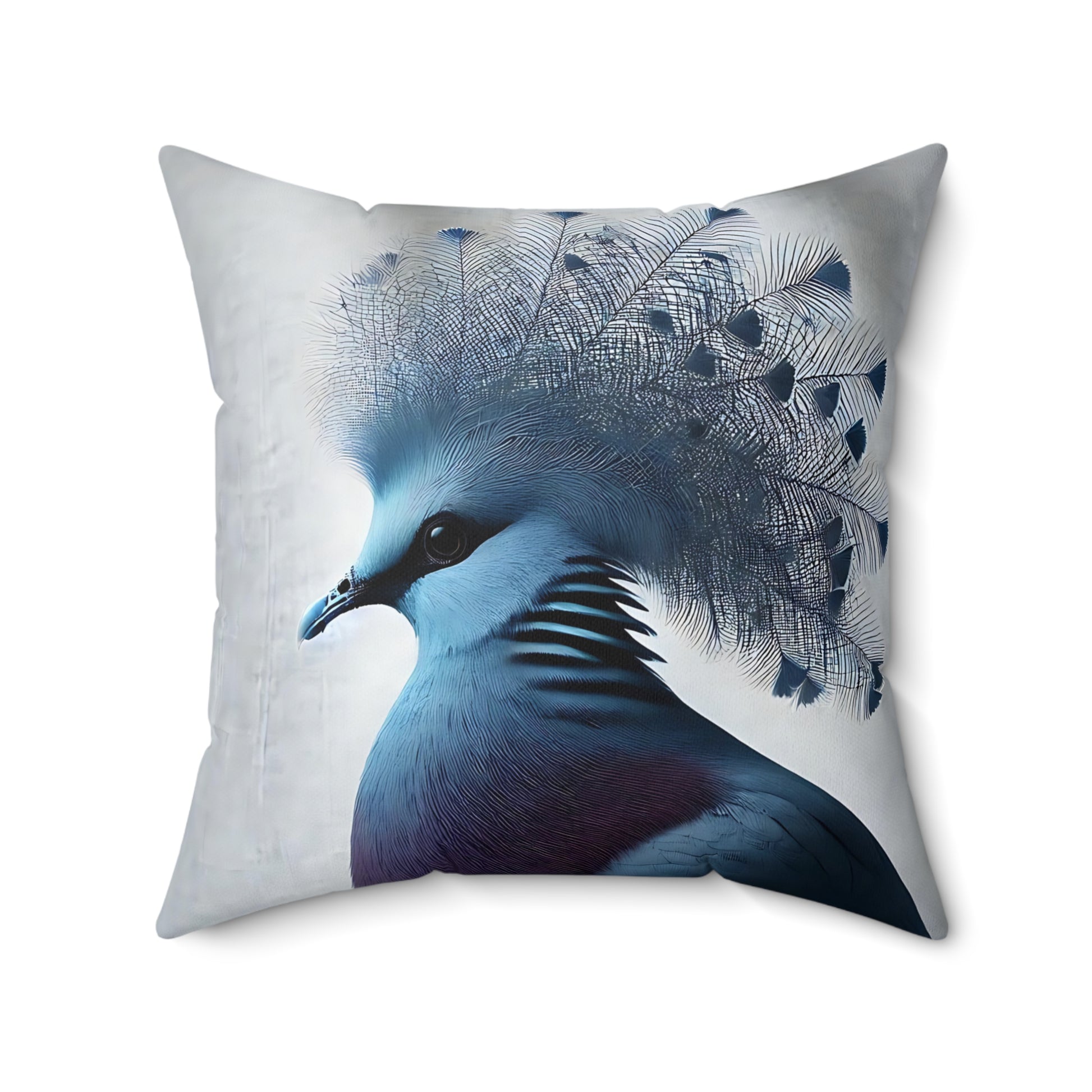 Elegant Victoria Crowned Pigeon Blue Bird Throw Pillow