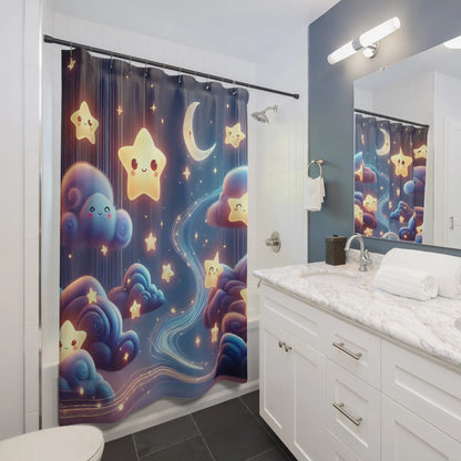 Galaxy Theme Kids Shower Curtain