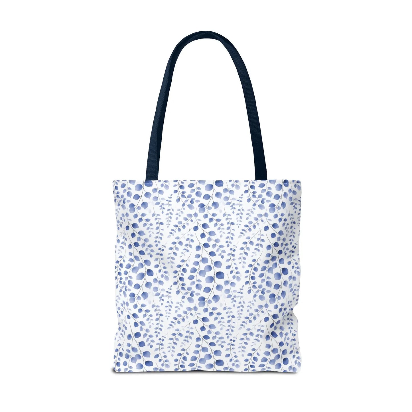 Blue Watercolor Dot Leaf Pattern Tote Bag