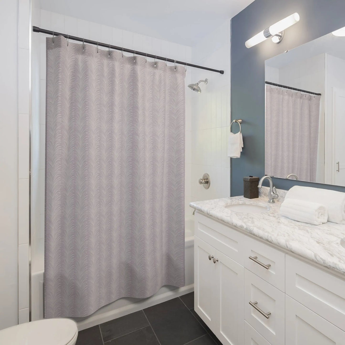 Lavender Feather Chevron Shower Curtain