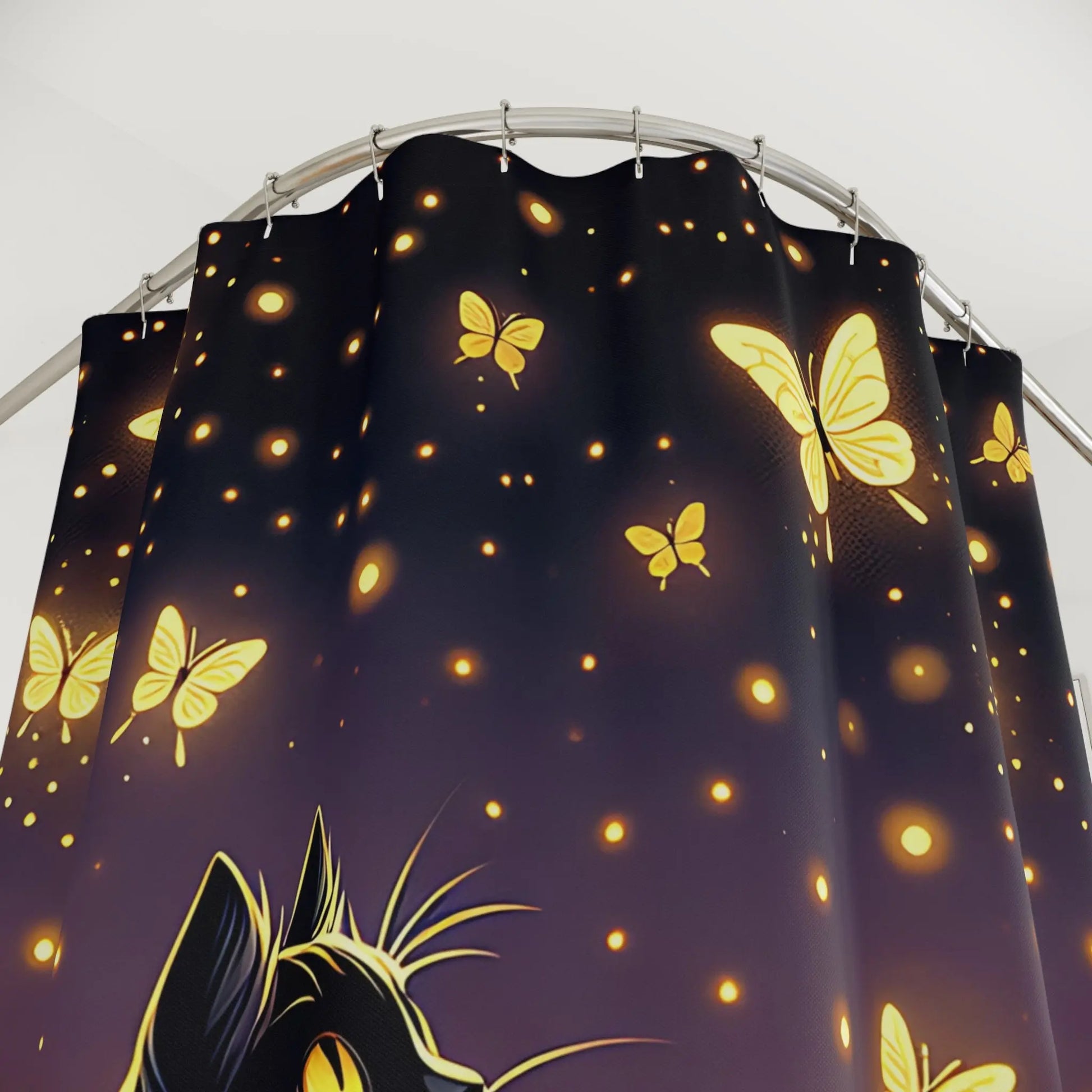 Enchanted Butterfly Cat Shower Curtain
