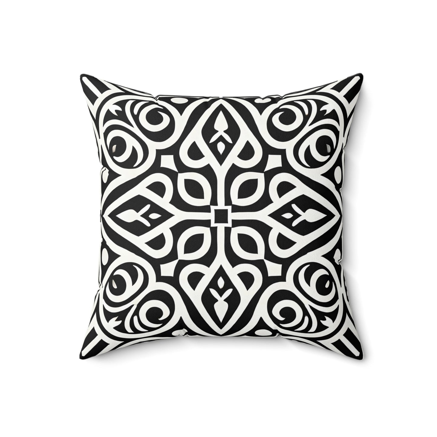 Black and White Boho Throw Pillow