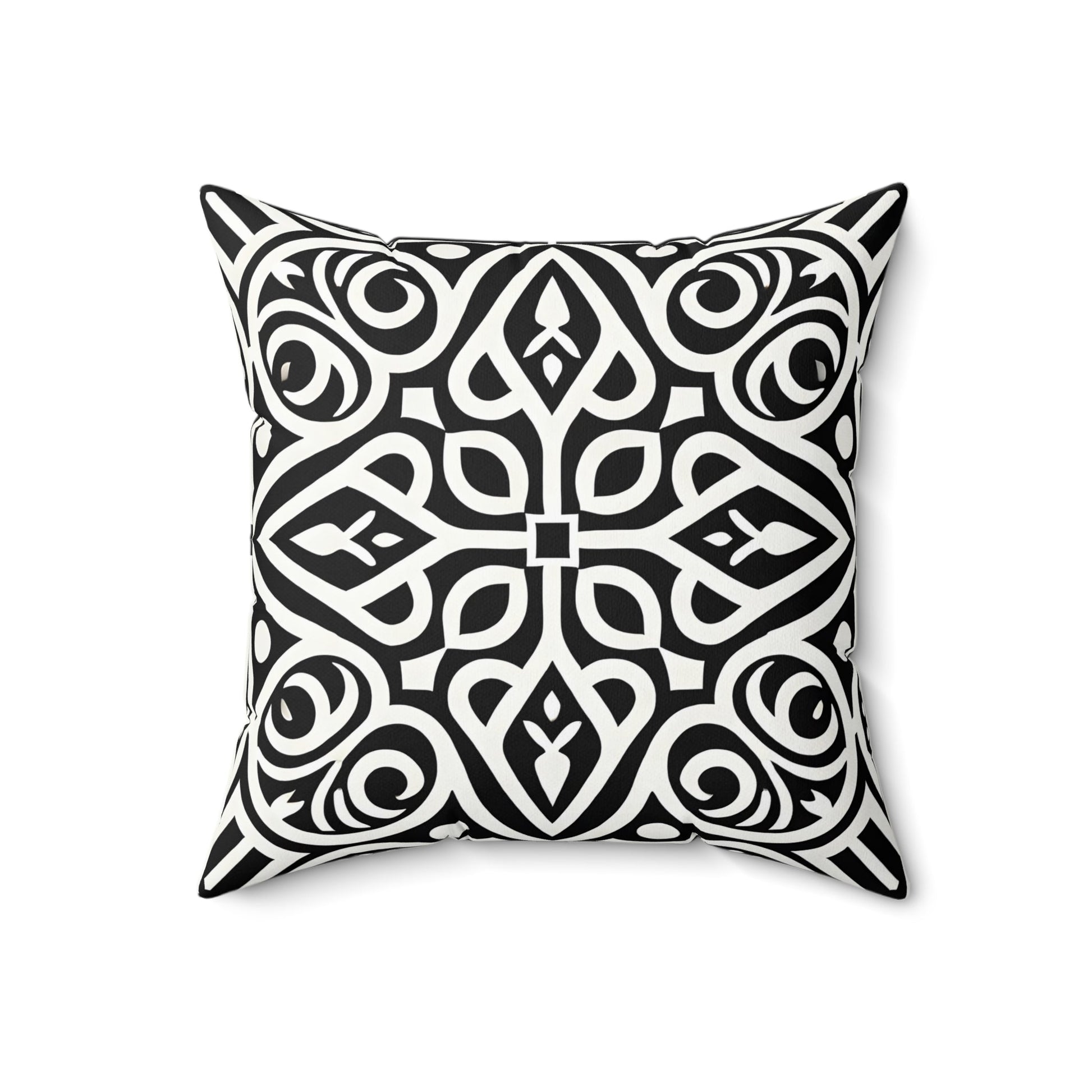 Black and White Boho Throw Pillow