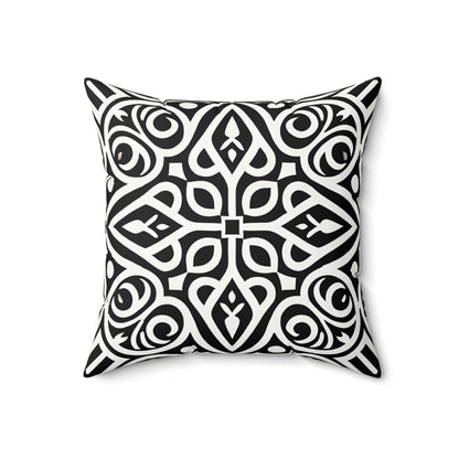 Black and White Boho Throw Pillow