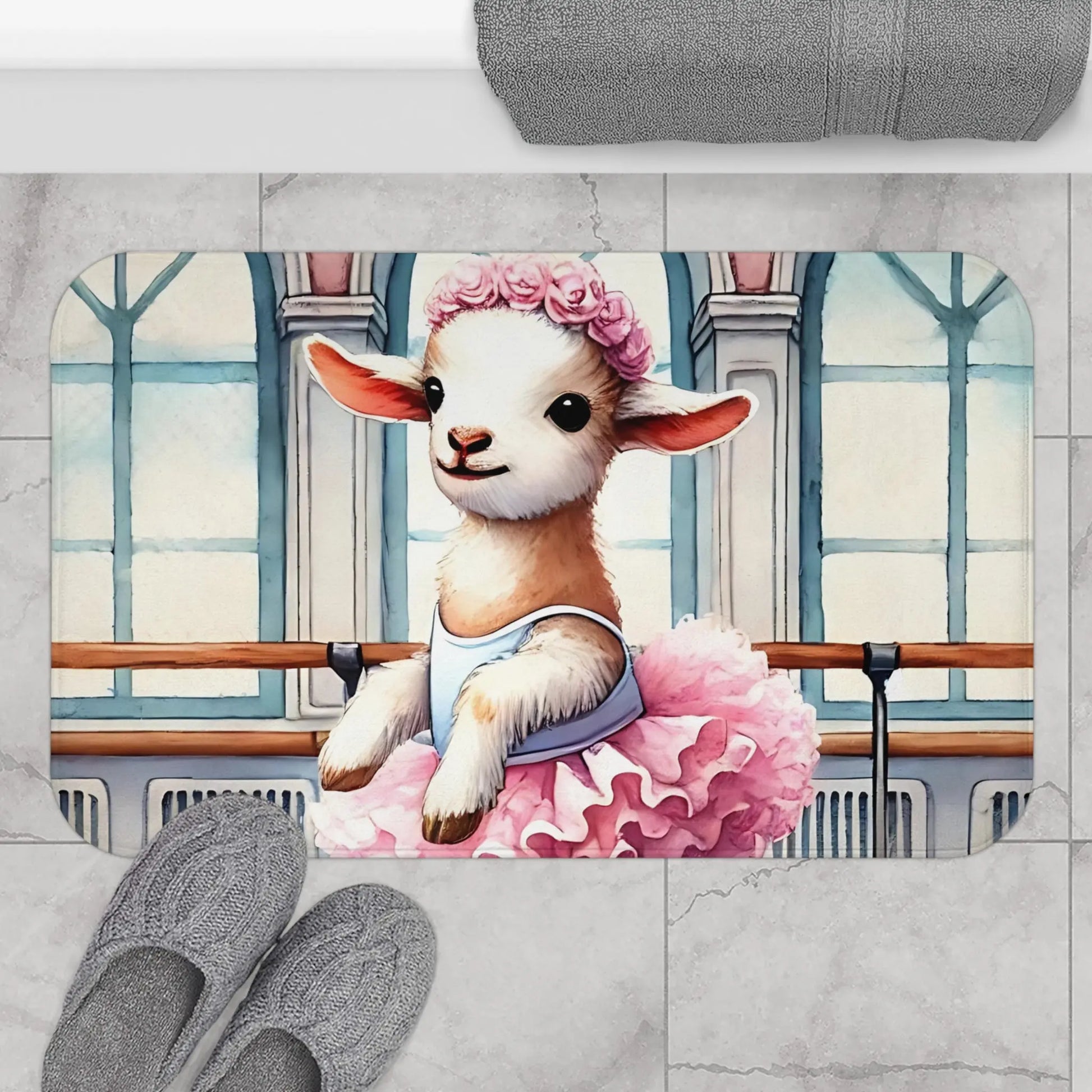 Adorable Ballerina Lamb Bath Mat