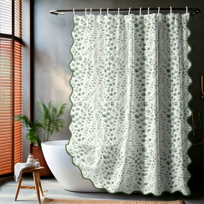 Botanical Rain Shower Curtain – Scalloped Edge