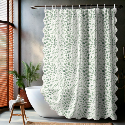 Botanical Rain Shower Curtain – Scalloped Edge