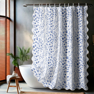Blue Vine Scalloped Shower Curtain