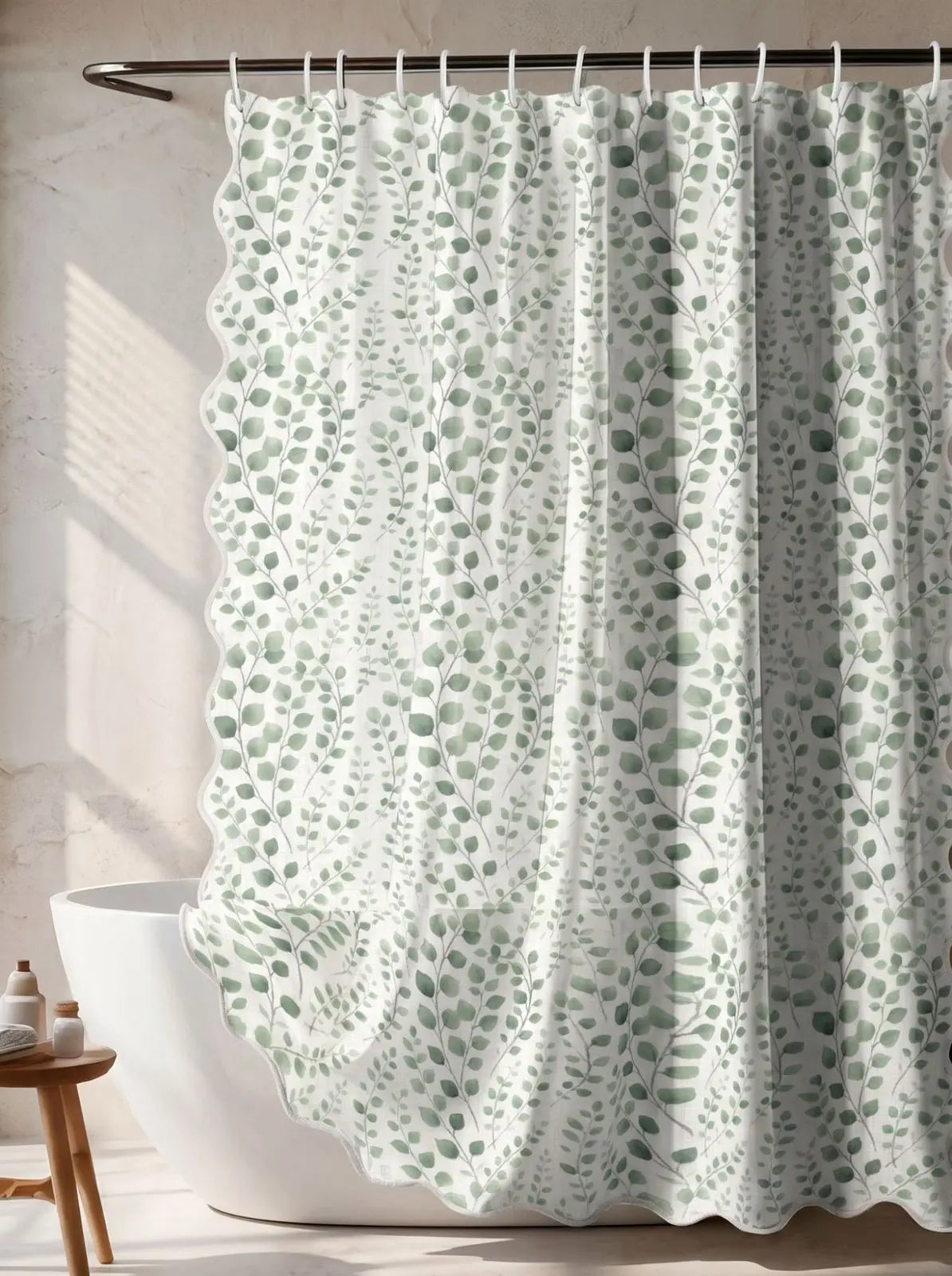 Botanical Rain Shower Curtain – Scalloped Edge