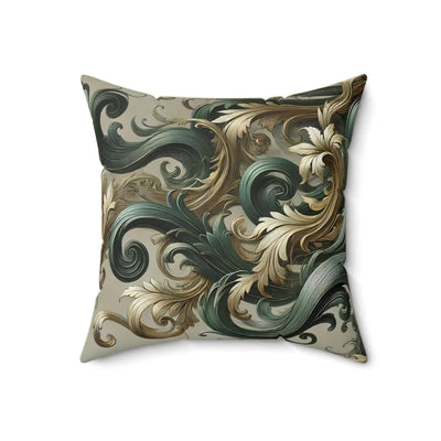 Gold and Green Baroque Throw Pillow